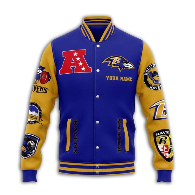 Customizable Baltimore Ravens Varsity Jacket - Personalized Nfl Fan Gear - Image 2