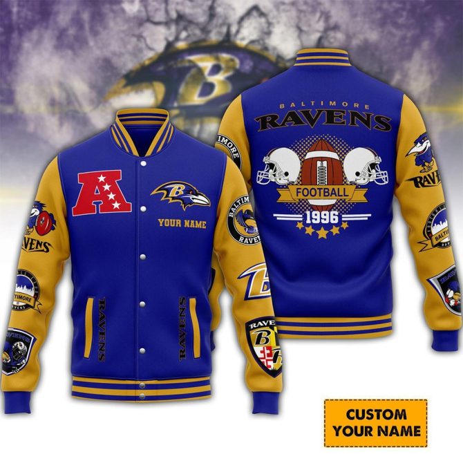 Customizable Baltimore Ravens Varsity Jacket - Personalized Nfl Fan Gear