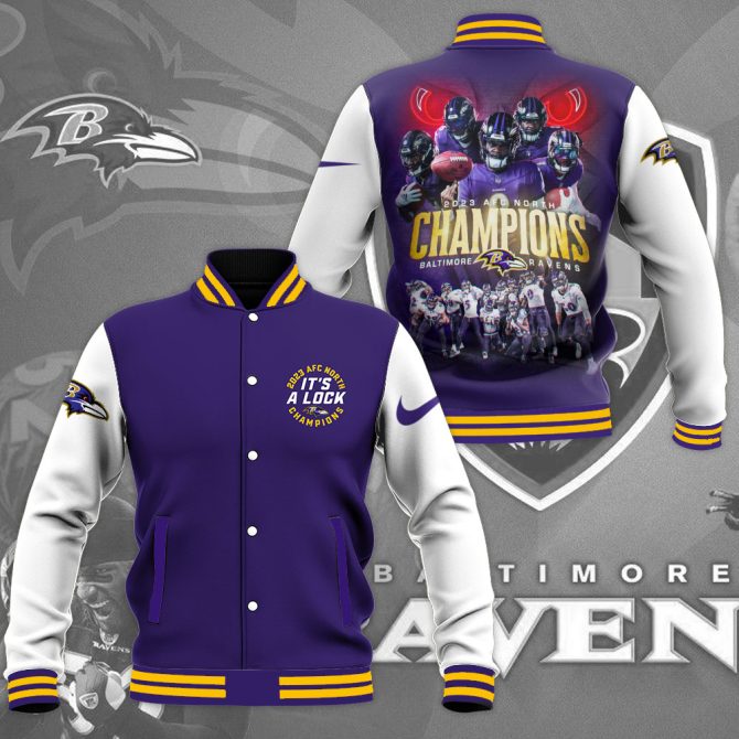 Baltimore Ravens 2023 Afc North Champions Varsity Jacket - Limited Edition Fan Gear