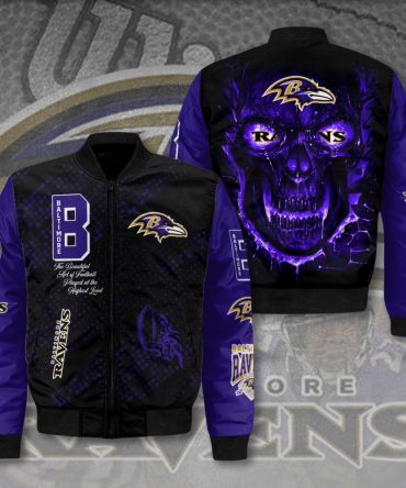 Bold Baltimore Ravens Skull Jacket – Men'S Nfl Varsity Style, Perfect Gift For Fans