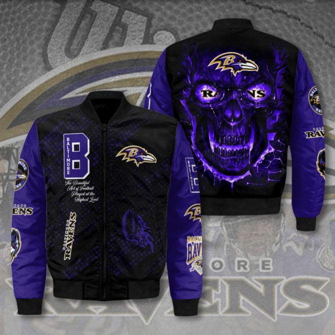 Bold Baltimore Ravens Skull Jacket – Men'S Nfl Varsity Style, Perfect Gift For Fans