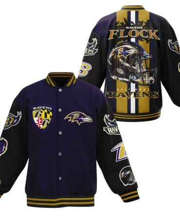 Official Baltimore Ravens Flock Varsity Jacket - Ultimate Fan Gear For Game Day