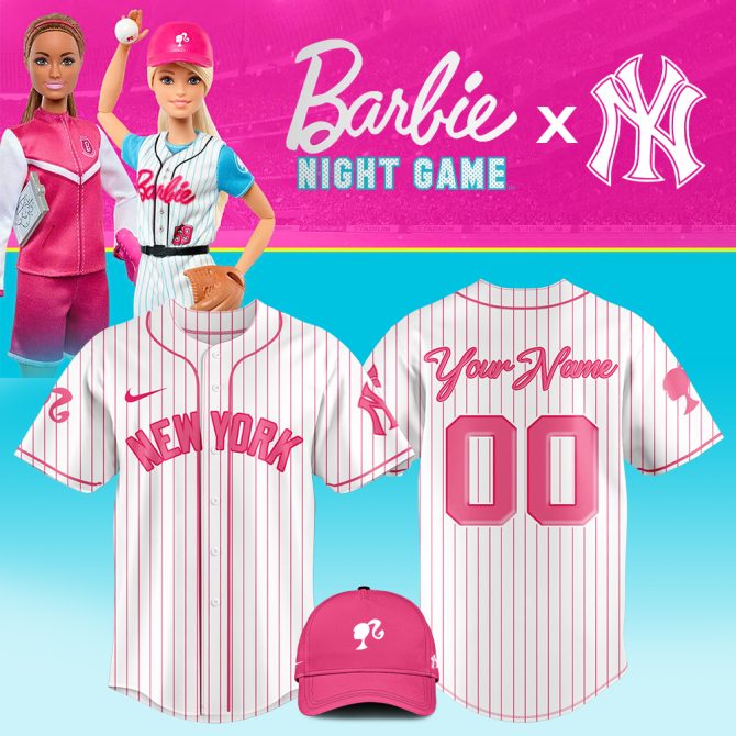 Custom Barbie X Ny Pink Baseball Jersey & Cap Set - Limited Edition For Fans
