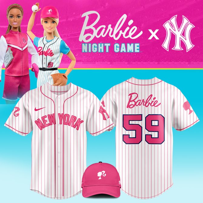 Barbie X Ny Yankees Baseball Jersey & Cap Set - Limited Edition Pink Collection
