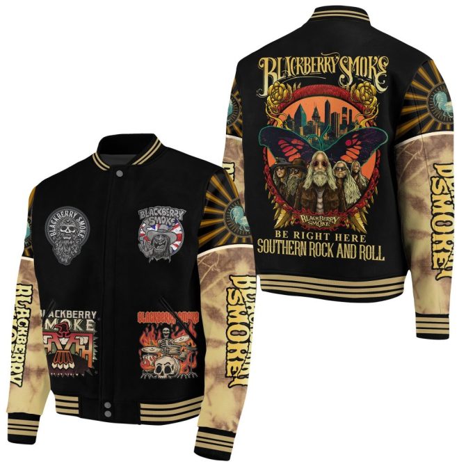 Blackberry Smoke Rock & Roll Bomber Jacket - Vintage Style, Bold Graphics, Limited Edition