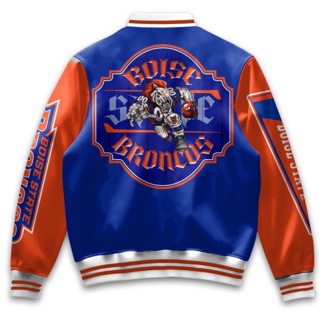 Boise State Broncos Varsity Jacket - Bold Blue & Orange, Perfect For Fans & Game Day! - Image 3