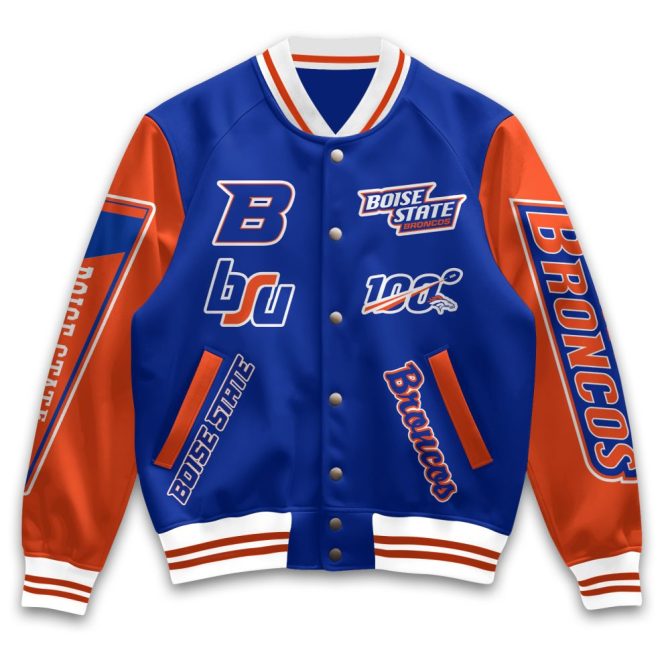 Boise State Broncos Varsity Jacket - Bold Blue & Orange, Perfect For Fans & Game Day! - Image 2