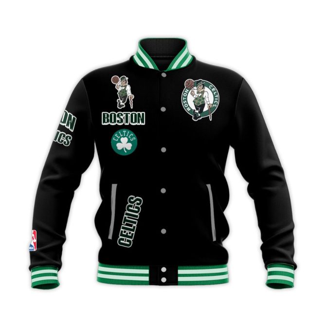 Boston Celtics Varsity Jacket - Stylish Black Fan Apparel With Iconic Logo - Image 2