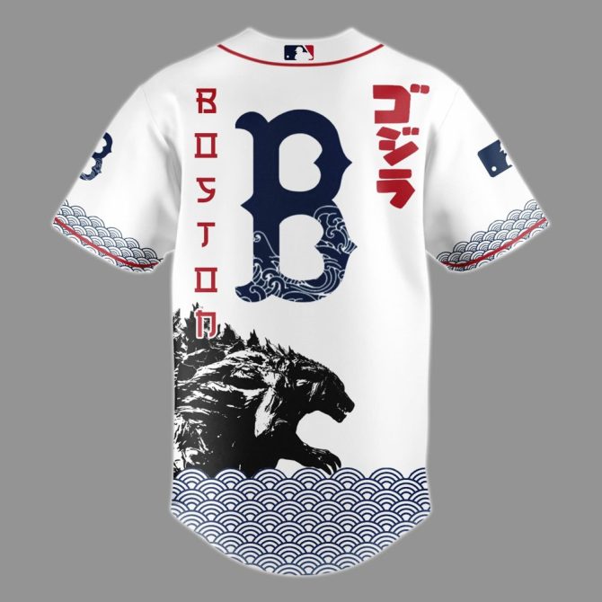 Limited Edition Godzilla X Red Sox Baseball Jersey - Unique Fan Gear For Collectors - Image 3