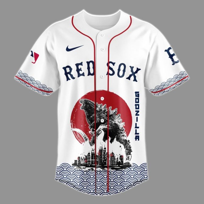 Limited Edition Godzilla X Red Sox Baseball Jersey - Unique Fan Gear For Collectors - Image 2