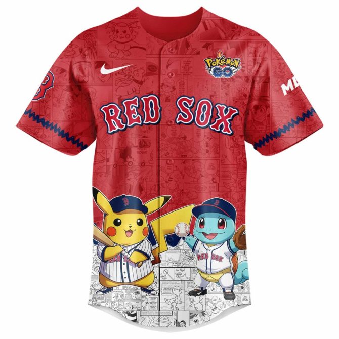 Limited Edition Red Sox Pokémon Jersey – Pikachu & Friends Fan Gear - Image 2