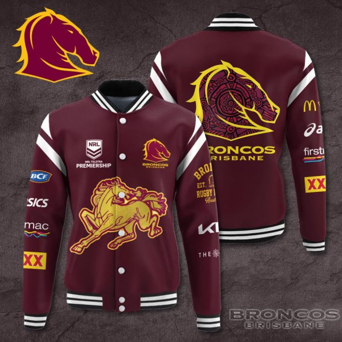Official Broncos Brisbane Varsity Jacket - Premium Nrl Team Apparel For Fans