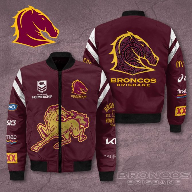 Brisbane Broncos Premium Bomber Jacket - Official Nrl Merchandise, Stylish & Warm Gear For Fans