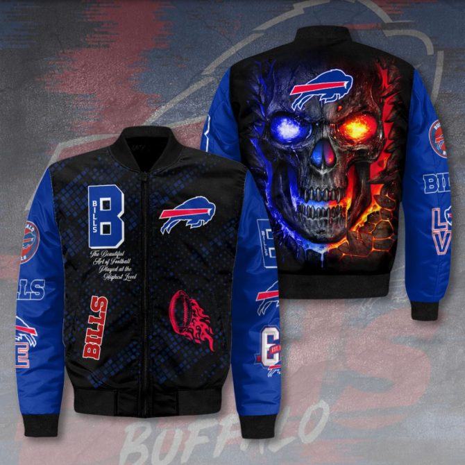 Buffalo Bills Skull Bomber Jacket – Bold Graphic Design, Perfect For Fans, Limited Edition