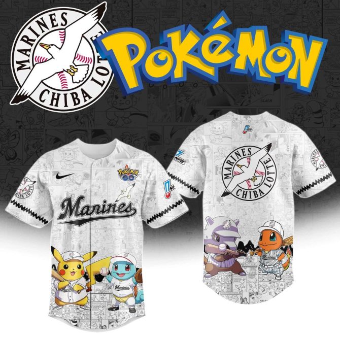 Limited Edition Pokémon X Chiba Lotte Marines Baseball Jersey – Pikachu & Friends Design