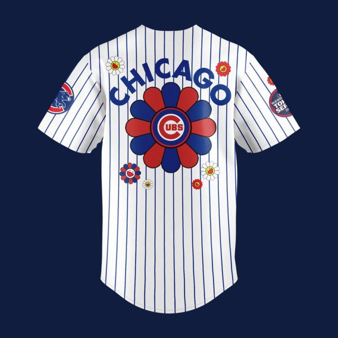 Limited Edition Chicago Cubs X Takashi Murakami Tokyo Series 2025 Jersey - Unique Floral Design - Image 3