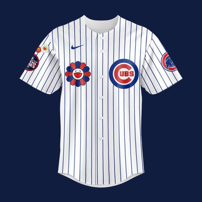 Limited Edition Chicago Cubs X Takashi Murakami Tokyo Series 2025 Jersey - Unique Floral Design - Image 2