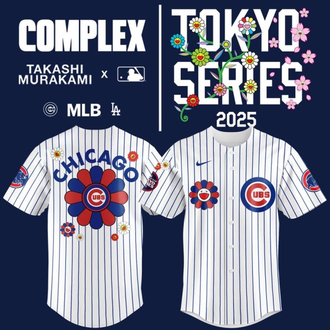 Limited Edition Chicago Cubs X Takashi Murakami Tokyo Series 2025 Jersey - Unique Floral Design