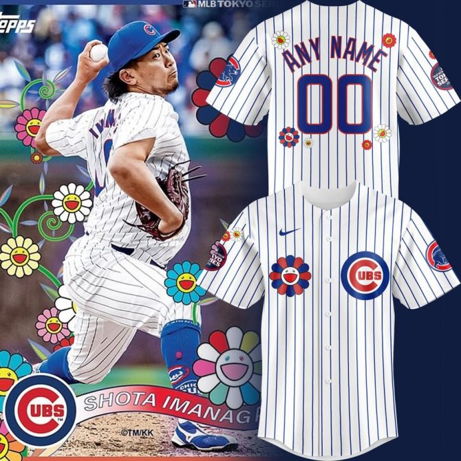 Customizable Cubs Baseball Jersey - Unique Floral Design, Personalize Your Name & Number!