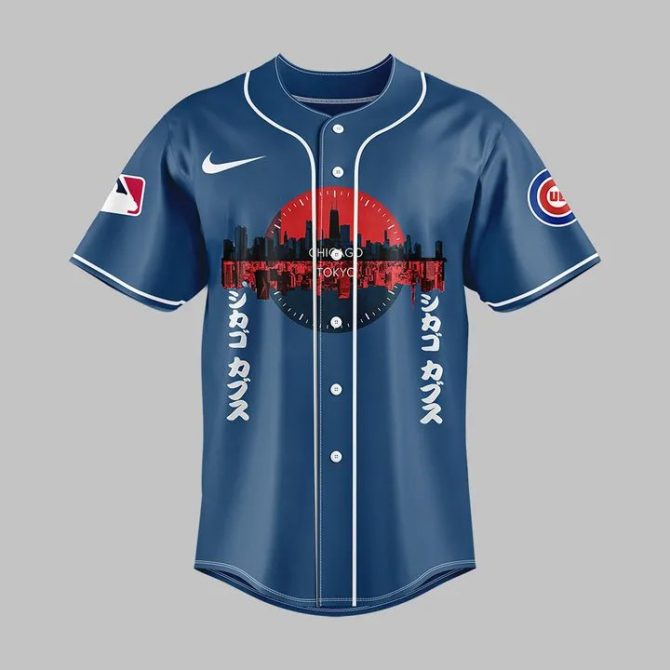 Limited Edition Cubs Tokyo Baseball Jersey – Stylish Blue With Unique Graphics - Image 2