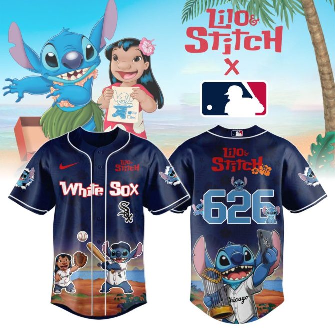 Lilo & Stitch X Mlb White Sox Jersey – Fun & Sporty Stitch Design For Fans!