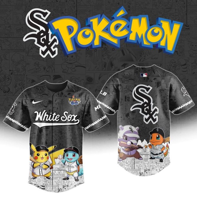 Limited Edition Pokémon X White Sox Jersey - Pikachu, Squirtle & More! Perfect For Fans & Collectors