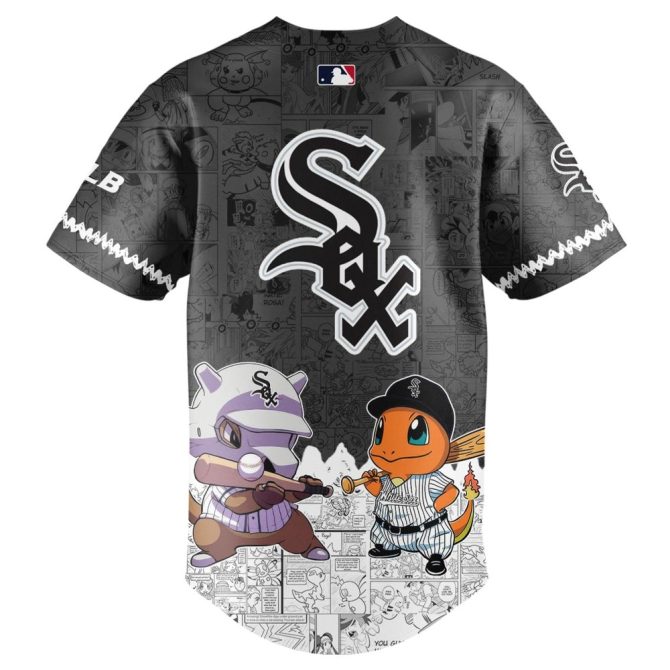 Limited Edition Pokémon X White Sox Jersey - Pikachu, Squirtle & More! Perfect For Fans & Collectors - Image 2