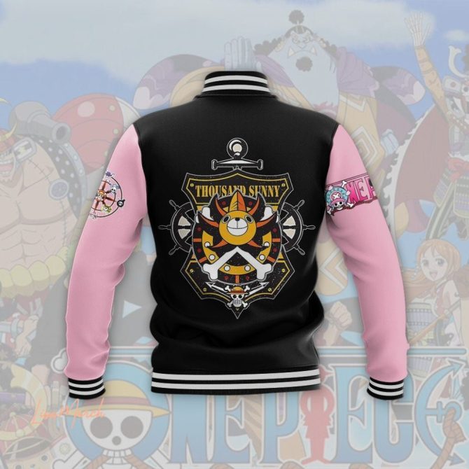 Custom Name Anime Varsity Jacket - Unique Pink & Black Design With Iconic Graphics - Image 3