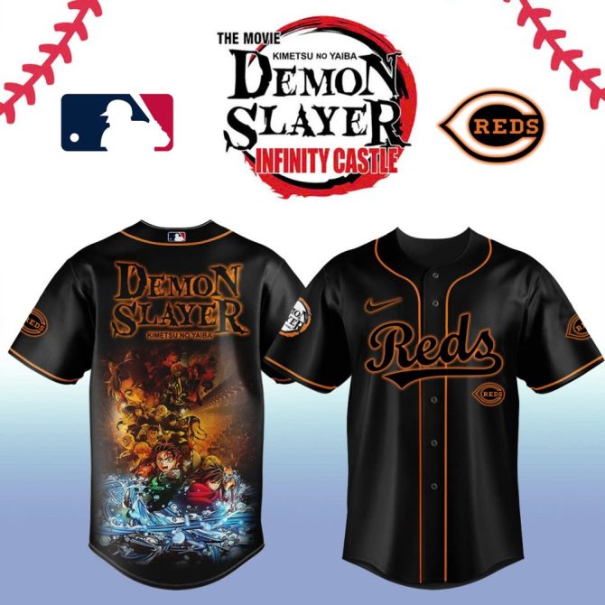 Demon Slayer X Mlb Reds Baseball Jersey - Limited Edition Anime Fan Gear