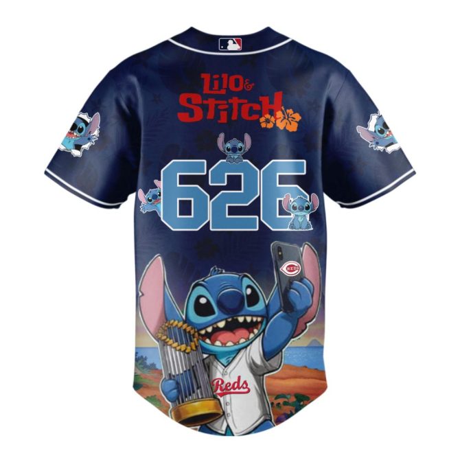 Lilo & Stitch X Mlb Cincinnati Reds Jersey - Limited Edition Fan Gear - Image 3