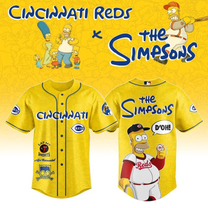 Limited Edition Cincinnati Reds X The Simpsons Baseball Jersey - Unique Collectible!