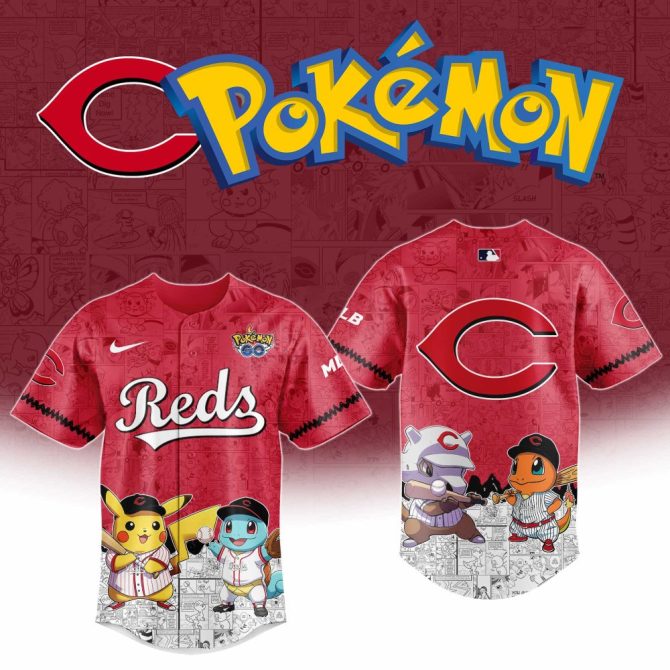 Exclusive Reds X Pokémon Jersey – Limited Edition Fan Gear, Catch 'Em All Style!