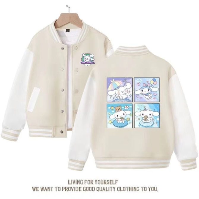 Adorable Cinnamoroll Varsity Jacket - Cute Kawaii Style For Kids & Teens