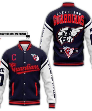 Custom Cleveland Guardians Varsity Jacket - Personalize Name & Number