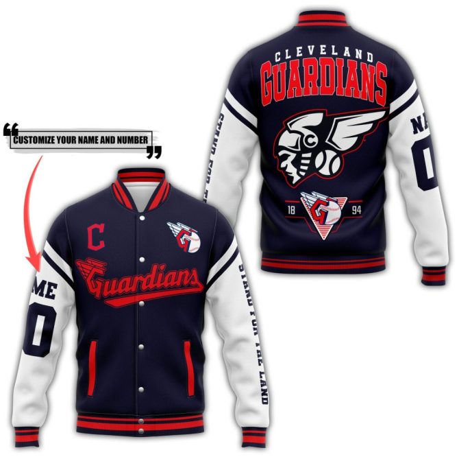 Custom Cleveland Guardians Varsity Jacket - Personalize Name & Number