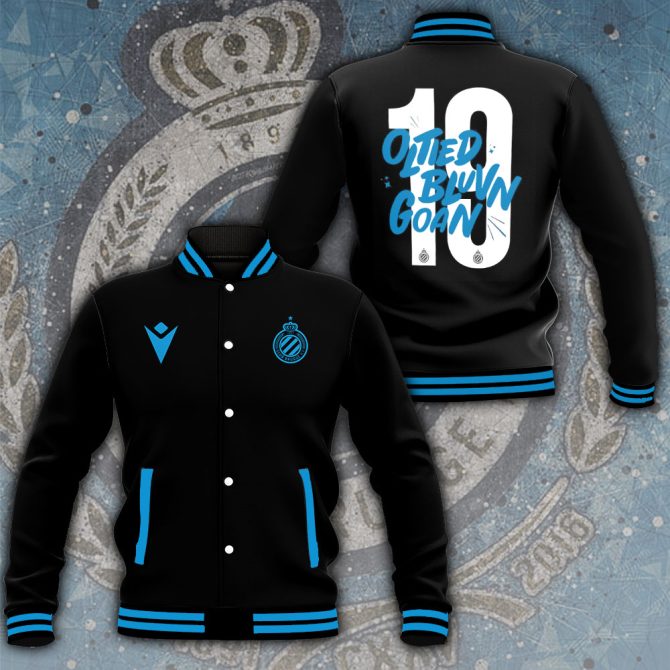 Club-Inspired Black Varsity Jacket - Sporty Style With Blue Accents & Number 10 Design