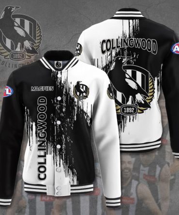 Collingwood Magpies Varsity Jacket - Premium Afl Fan Apparel, Black & White Design