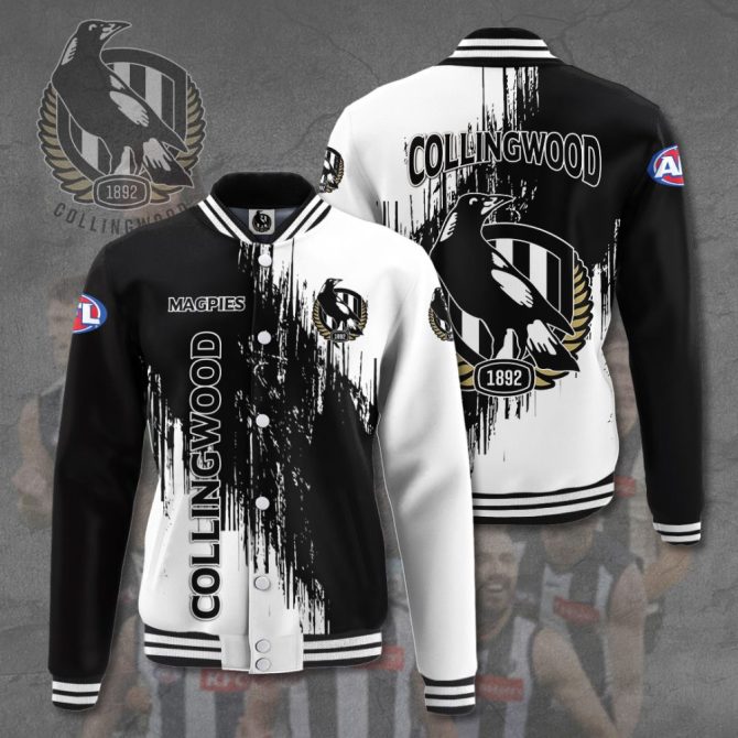 Collingwood Magpies Varsity Jacket - Premium Afl Fan Apparel, Black & White Design