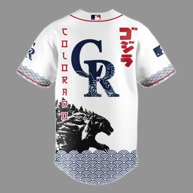 Limited Edition Godzilla X Rockies Baseball Jersey - Unique Fan Gear For Collectors - Image 3