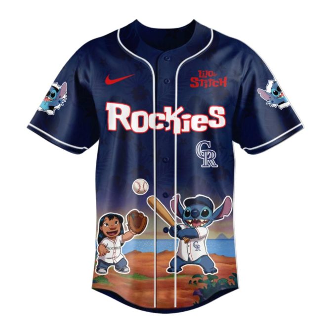 Lilo & Stitch X Mlb Rockies Jersey – Limited Edition Stitch Baseball Gear - Image 2