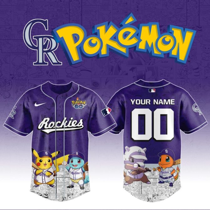 Custom Pokémon X Rockies Baseball Jersey - Personalized Name & Number, Limited Edition