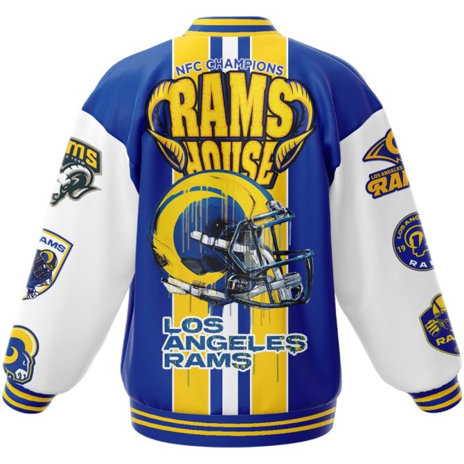Los Angeles Rams Nfc Champions Varsity Jacket - Bold Blue & White Fan Gear - Image 3