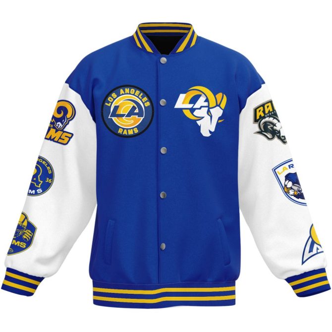 Los Angeles Rams Nfc Champions Varsity Jacket - Bold Blue & White Fan Gear - Image 2