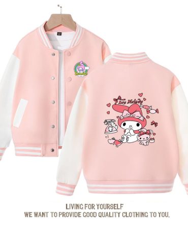 Cute Pink My Melody Varsity Jacket - Cozy Anime Style, Perfect Gift For Fans!
