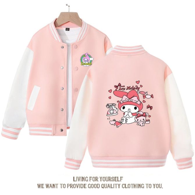 Cute Pink My Melody Varsity Jacket - Cozy Anime Style, Perfect Gift For Fans!