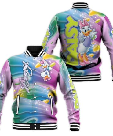 Daisy Duck Colorful Varsity Jacket – Stylish Cartoon Print, Unisex Fashion