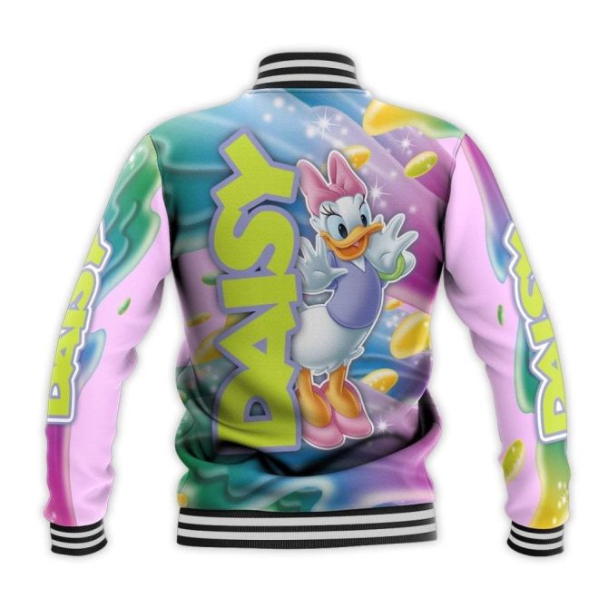 Daisy Duck Colorful Varsity Jacket – Stylish Cartoon Print, Unisex Fashion - Image 3