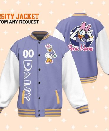 Customizable Daisy Varsity Jacket - Add Your Name! Trendy & Unique Design For Fans
