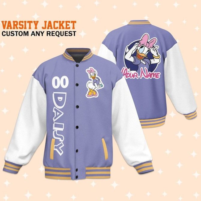 Customizable Daisy Varsity Jacket - Add Your Name! Trendy & Unique Design For Fans