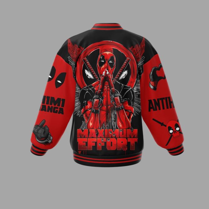 Limited Edition Deadpool Varsity Jacket - Maximum Effort Design For Marvel Fans - Image 3